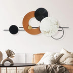 BECHAEO 3D Large Metal Wall Art Decor for Living Room 40"x19" Round Wall Accents Modern Luxury Wall Sculptures Hanging Wall Deco for Dinning Room Bedroom Entryway Office Outdoor