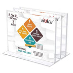 NIUBEE Acrylic Sign Holder 8.5x11 Inches 3 Pack Horizontal, T Shape Double Sided Clear Frames, Plastic Paper Flyer Display Holder, Document Menu Table Stand for Office, Store -Landscape - size: 8.5 x 11 Inches Horizontal