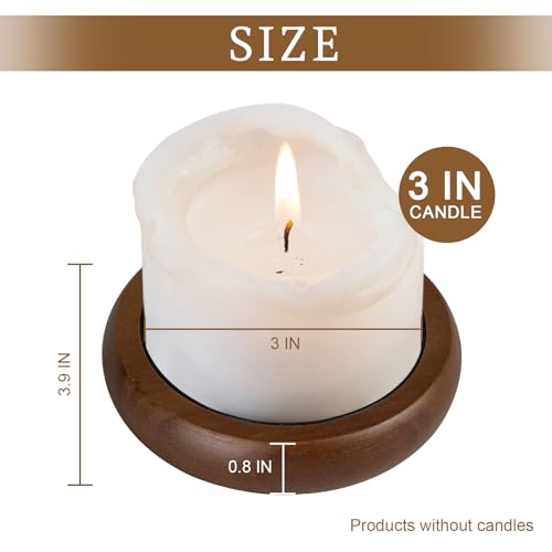 Candle Holder for Pillar Candle Set of 4, Farmhouse Wood Candle Holder, Rustic Wooden Candle Stand, Candles Tray Decorative for Living Room, Table Centerpiece, Brown - color: Brown, size: Set of 4