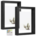 MUYE 5x7 Floating Frames Set of 2,Double Glass Picture Frame Display Any Size Photo up to 5x7,Wall Mount or Tabletop Standing,Black - color: Black, size: 5x7