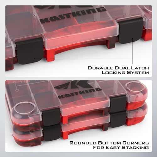 KastKing Tackle Boxes, Plastic Box, Plastic Storage Organizer Box with Removable Dividers - Fishing Tackle Storage - Box Organizer - 2 Packs /4 Packs Tackle Trays - Parts Box - color: Red Camouflage, size: 3600(4Pack)