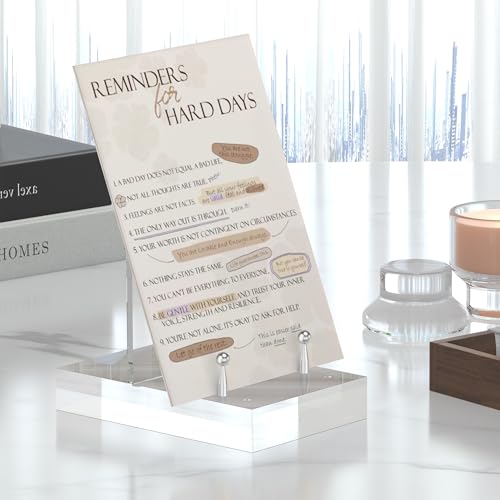 Acrylic Easel Display Stand with Adjustable Silver-Toned Hardware for Pictures, Crystal Clear Acrylic Stand with Floating Appearance for Cookbook, Invitation and Plates