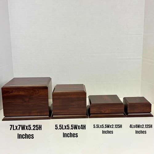 Display Base Pedestal Cherry Finish with 5/16" Center Hole – Square Stand Blank for Trophies, Figurines, 3D Prints, DIY Projects – Available in Multiple Sizes (5 1/2"Lx5 1/2"Wx4"H) - size: 5 1/2"Lx5 1/2"Wx4"H