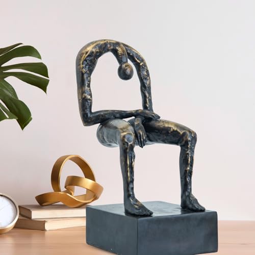Melancholy Remembrance Sculpture – Bronze Black Lost-Wax Solid Bronze Statue, Handcrafted Hot-Cast Memorial Figurine, 6.1"x5.1"x12.6", Emotional Minimalist Art for Honoring Loved Ones - color: 12.6" Bronze Black