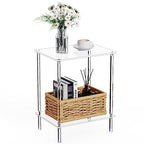 Clear Acrylic Side Table, 2-Tier End Table for Living Room, Small Modern Bedside Tables Nightstand for Bedroom, Home Decor Accent Table, 15.7" L x 11.8" W x 19.82" H, Clear - size: 2 Tier 1-Pack