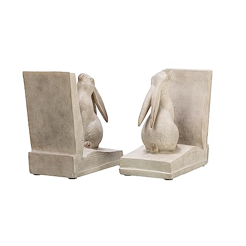 Bunny Rabbit Bookends, Set of 2, White Finish - color: White