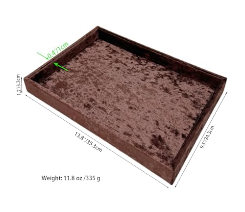 AgentMoon Luxury Jewelry Storage Tray,Noble Retail Goods Display Tray,Bedside Organizer for Remote Controller iPhone Eyeglasses.Original Design Flashing Special Velour.(Tabby Dark Coffee) - color: Tabby Dark Coffee