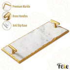 Guest Towel Holder Tray for Bathroom - Premium Marble Tray with Gold Rim - Bathroom Hand Towel Tray, The Perfect Vanity Tray for Bathroom. Ideal Valentines Day Gift. - color: Gold Rim