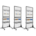 3-Pack Gridwall Panel Display Stand, 2'x5.5' Heavy Duty Floor Standing Rack with Detachable Girdwall, Movable Silent Wheel, Easy to Transport, Ideal for Retail & Craft Fairs - color: 3