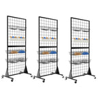 3-Pack Gridwall Panel Display Stand, 2'x5.5' Heavy Duty Floor Standing Rack with Detachable Girdwall, Movable Silent Wheel, Easy to Transport, Ideal for Retail & Craft Fairs - color: 3