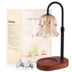 Candle Warmer Lamp Adjustable Timer Electric－Amber Flower Shaped Melting Wax Lamp - color: Black Stem Amber