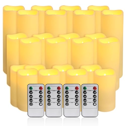 24-Pack LED Flameless Candles with Remote Control -Remote flameless Candles- Timer Candles -3D Flame Perfect for Halloween Christmas Parties,Wedding,Home Decor,Gift and Special Occasions. - color: 2-Ivory-24