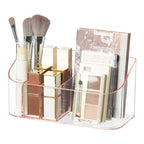 SUNFICON Makeup Holder Tray Organizer Cosmetic Display Case Tabletop Desktop Vanity Countertop Bathroom Wall Cabinet Medicine Storage Box 9 Dividers 2 Removable for Womens Ladies Girls Crystal Pink - color: Pink