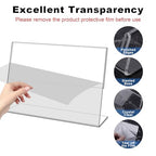 8 Pack Slanted Back Acrylic Sign Holder 5x7 inches,Clear Tabletop Sign Holder,Acrylic Picture Frames Stands for Display,Plastic Flyer Menu Holder for Office,Home,Restaurant（Horizontal）