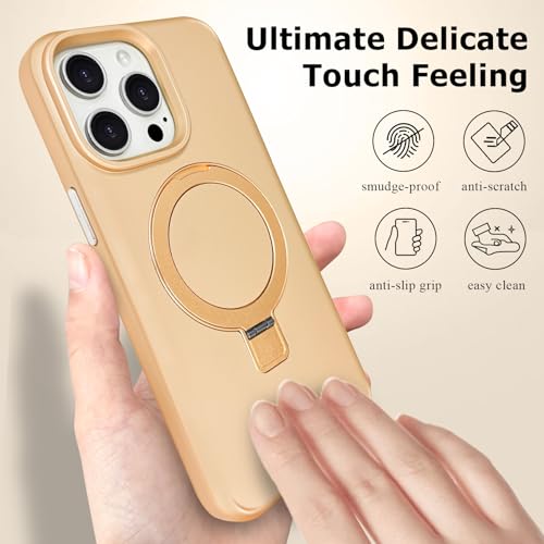ankofave for iPhone 14 Pro Max Case with Magnetic Invisible Stand, Matte Luxury Metallic Luster, 3.0 mm Thick Protection Hard PC Scratch-Resistant Phone Case for iPhone 14 Pro Max 6.7", Champagne Gold - color: Champagne Gold, size: iPhone 14 Pro Max