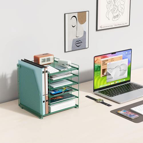 gianotter 6-Tier Paper Organizer With Magazine Holder, Desk Organizers and Accessories, Desk Accessories & Workspace Organizers, File Organizer for Office Supplies Storag (Green, 6-Tier) - color: Green, size: 6-Tier