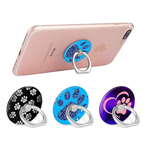 Bonoma Phone Ring Stand, 3 Pack Dog Paws 360 Degree Rotation Finger Grip Stand Holder Compatible with Smartphones and Tablets - color: Dog Paws