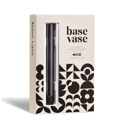 Base Vase (3-Pack) - The Bud Vase that Fits in Taper Candle Holders | Create Floral Arrangements for Tablescapes, Centerpieces, Weddings and Home Decor (Black) - color: Black