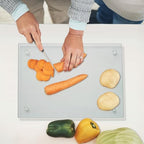 Mymonfif Tempered Glass Cutting Board for Kitchen, Clear Glass Board for Countertop, Heat Resistant, with Non-Slip Feet, 12x16" 1Pcs - color: 1Pcs Clear