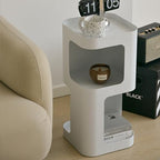 Modern Side Table,Small end Table for Small Spaces,Metal nightstand with Storage Shelf,Space-Saving Bedside Table Accent Table Drink Tables for Living Room,Bedroom.No Assembly Required - color: White Trumpet
