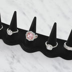 KUKUVR Velvet Ring Display Stand, Finger Jewelry Organizer for Retail Show, Personal Vanity, and Travel – Black Ring Holder for Engagement Rings, Wedding Bands, and Fashion Jewelry (Black 5 Fingers) - color: Black 5 Fingers