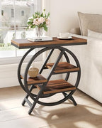 End Table, Narrow Side Table with 4-Tier Large Storage Space, Modern Bedside Table for Living Room, Home Office, Bedroom, Brown - color: Brown