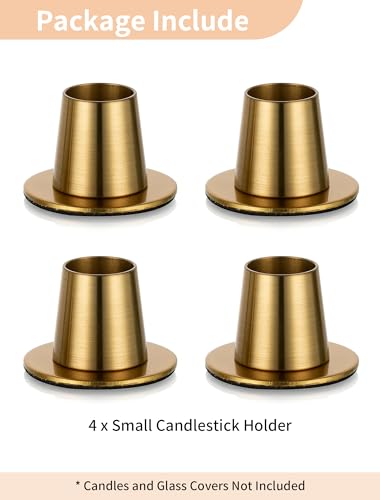 NUPTIO Candle Stick Candle Holder: Set of 4 Gold Candlestick Taper Holders - Brass Small Metal Candleholder for Fall Thanksgiving Christmas Fireplace Table Centerpiece - size: Style 2