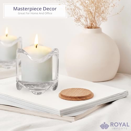 Royal Imports Tea Lights Votive Candles Holders (Set of 6), 2 in. Glass Candle Cups, Wedding Table Centerpiece, Home Decor, Party, Dinner & More