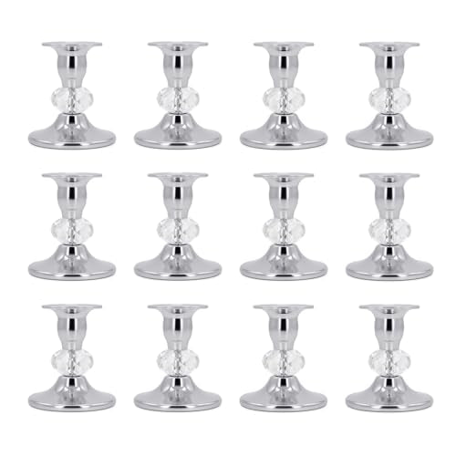 Candlestick Holders Taper Candle Holders, Candle Stick Candle Holder for Table Centerpiece, Wedding Reception, Festive Christmas Mantel Decoration or Home Decor(Silver, 6 Sets(12 Pcs)) - color: Silver, size: 6 Sets(12 Pcs)