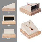 Julysky Bamboo 4 Pcs Necklace Pendant Display Stand for Show Jewelry Holder for Selling Necklace Organizer (beige velvet)