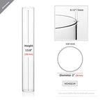 WGVI Hurricane Candle Holder Sleeve, Wide 2", Height 14", Clear Glass Cylinder Candleholder, Chimney Tube, Open Ended Candle Shade, 1 Piece - size: 2"x14"H