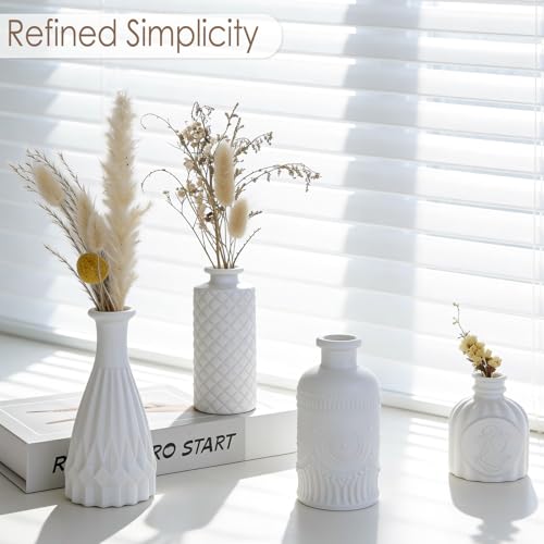 Matte White Glass Bud Vase Set of 12 – Small Minimalist Vases for Easy Home Styling, Perfect for Windowsills, Bedrooms, Bathrooms, and Table Centerpiece Décor - color: White-12pcs