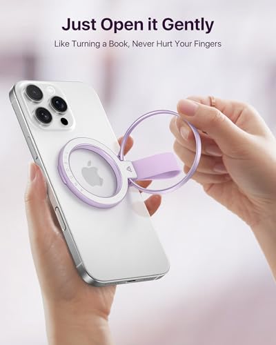 andobil [2026 Unrivaled Stability] Magnetic Phone Grip Holder for MagSafe Ring Stand Holder Kickstand Compatible with MagSafe Accessories for iPhone 17 Air 16 Pro Max Plus 15 14 13 12&Android, Purple - color: Purple