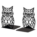 Peacoblue Metal Bookends for Shelves, Modern Decorative Heavy Duty Study Book Support Stoppers for Office, Desk, Shelf, Room 5.3"x4.3"x7.1" Cast Iron Simple Tall Bookends, 1 Pair (Geometric Owl) - style: Geometric Owl