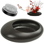 Flower Frog Vase Kit, Ikebana Floral Arrangement Ceramic Water Drop Pot Flower Arrangement Vase Kit (Dark Brown Large Size) - color: Dark Brown Large Size