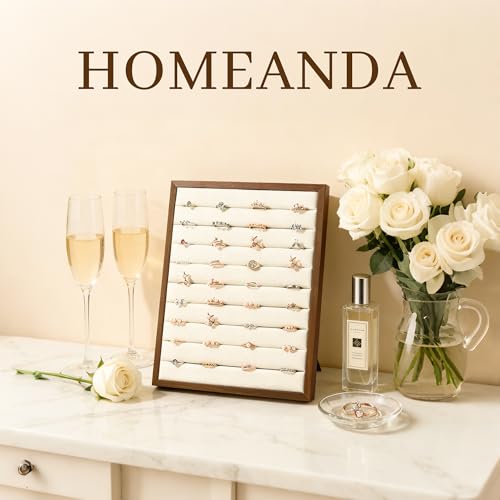 Homeanda Velvet 9 Long Slots Ring Earring Jewelry Display Tray Organizer Holder Jewelry Display Board for Showcase, Counter, Home Use (9 Slot) - style: L-Shape 9 Long Slots