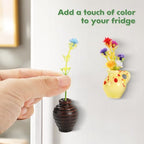 5 Pack Cute Ceramic Vase Fridge Magnets,Cute Fridge Magnets,3D Tiny Plant Vase Refrigerator Magnet for Decoration Kitchen Locker Office with Artificial Flowers - size: Style A-5pcs