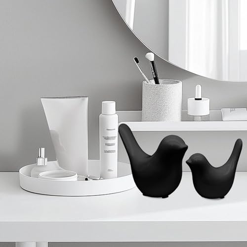 2 Pcs Modern Style Animal Statues, Decorative Black Ornaments Birds Statues, Ceramic Decor for Office Desktop, Bookshelf, Bedroom, Living Room, Cabinets - color: Black