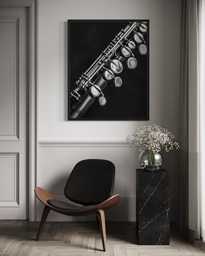 Clarinet Art Music Poster - Musical Instrumental Wall Art Print - Black and White - Photography Musical Art - Bedroom or Office Living Room Decor 137 (Clarinet, 16 x 20 inches, Unframed) - color: Clarinet, size: 20"L x 16"W