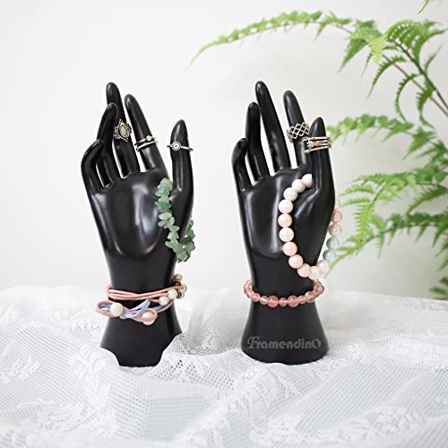 Framendino, Female Mannequin Hand Jewelry Display Holder Stand for Bracelet Necklace Ring Plastic (Black, 2 Pack) - color: Black, size: 2 Pack