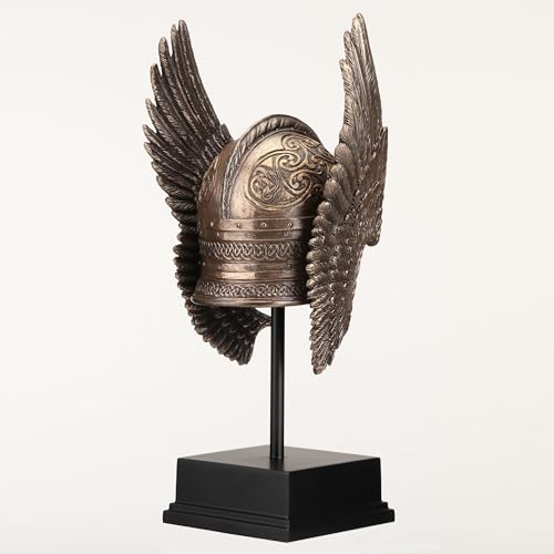 Veronese Design 9 1/4 Inch Winged Valkyrie Helmet Cold Cast Resin Bronze Finish Nordic Decoration Sculpture