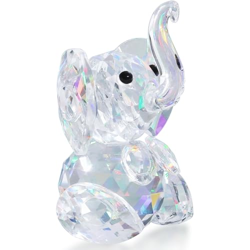 DUQGUHO Crystal Elephant Gifts for Women - Cute White Decor, Glass Figurine, Inspirational Gift for Mom - Home Animal Ornament Statue - color: Clear