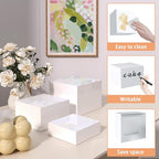 Buffet Risers, Food Display Risers for Party, White Acrylic Risers Display Stand for Buffet Table, Catering Displays for Dessert, Cube Box Nesting Riser with Hollow Bottoms (5"x6"x7"x8"x9"x10" 6 PCS) - color: 5"x6"x7"x8"x9"x10" 6PCS White
