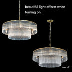 Contemporary Brass Dining Room Chandelier 2 Tier Crystal Glass Chandeliers Lighting Light Fixture Ceiling Entryway Bedroom Kitchen Entryway 10 Lights Round 32" - size: Medium Brass (32" x 70")