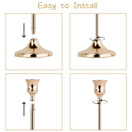 French Gold Candlestick Holders Set of 3, Metal Taper Candle Holders, Classic Decorative Candle Stick for Christmas, Wedding, Party, Dinner Tables,Home Décor - color: French Gold, size: 3PC