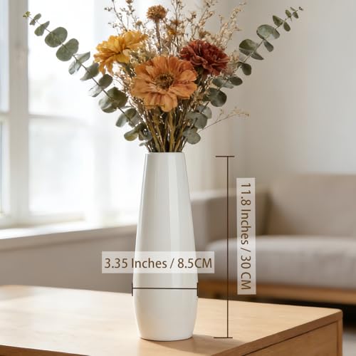 12 Inch White Vase Ceramic Flower Vase, Tall Vases for Pampas Grass, Home Decor, Modern Textured Vases for Living Room Decorations,Table Centerpieces,Shelf,Farmhouse Small Ceramic Vase - style: Shape 8