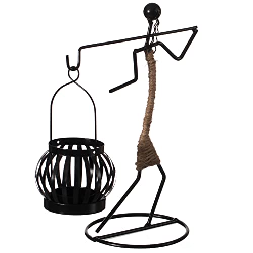 Wire Figure Candle Holder Decorative Modern Tea Light Lantern Tabletop Centerpiece Candle Stand, Back Carry - color: Back Carry