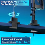 WALI Dual Monitor Mount for Ultrawide Heavy Duty Curved Monitor Stacking, Dual Monitor Arms Fits 13-49 Inch for Ultrawide Screens up to 44lbs, 49 inch Monitor Arm, Black - size: 13"-49", style: Dual Arms