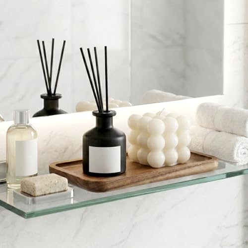 Wood Tray for Bathroom, Wood Soap Dispenser Tray, Toilet Tank Tray, Kitchen Tray, Comestic Holder Bathtub Organizer, Home Decor Ideal for Jewelry, Cosmetics, and Small Items (7.5 x 4 x 0.6 inch)