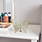 Dwelloria Gold Butterfly Sculpture Decor, Elegant Metal Look Butterfly Desktop ornaments, Modern White & Gold Butterfly Home Accent for Living Room, Bedroom, Entryway, Nature Inspired Decorative Ornament